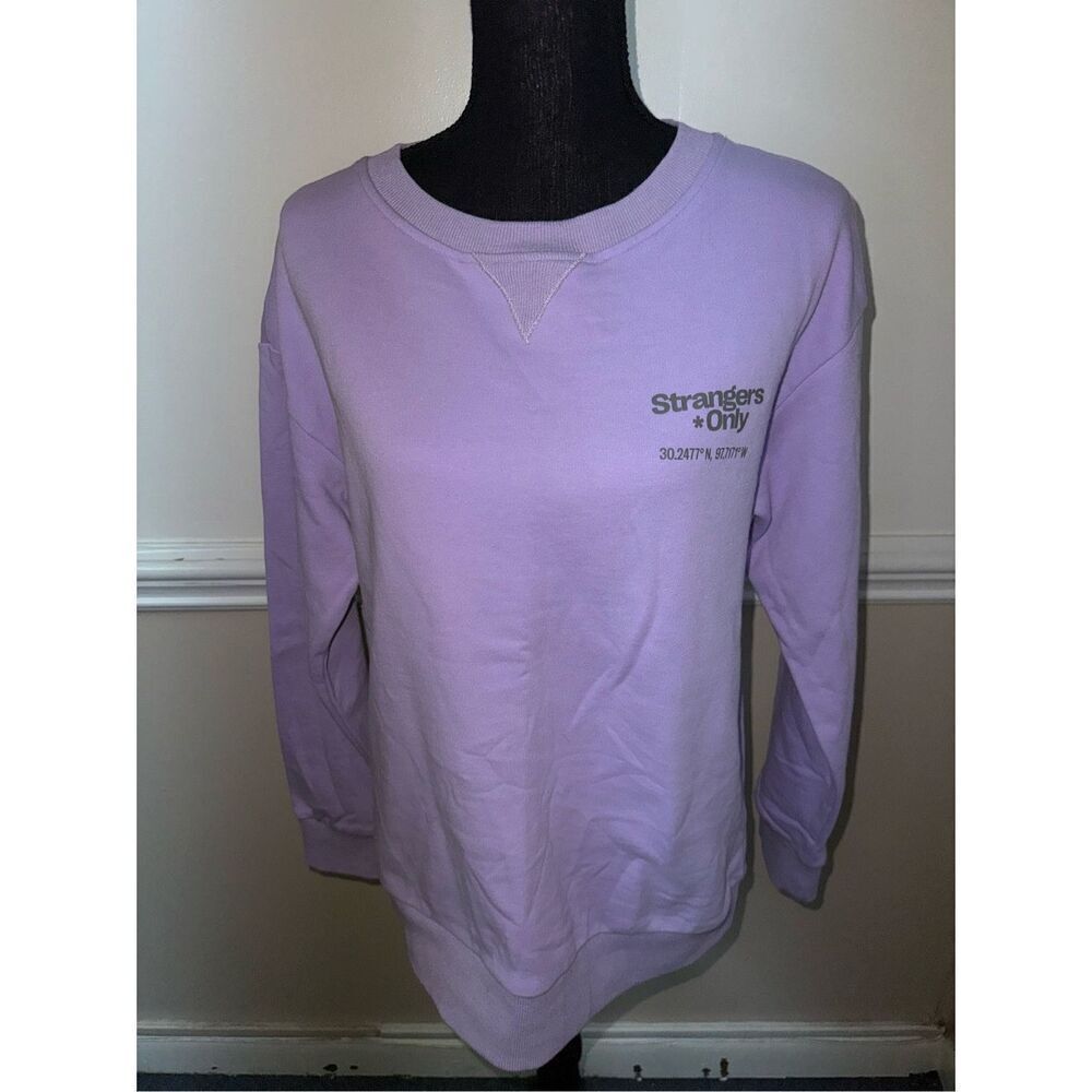 Strangers Only Purple Sweatshirt Size Medium